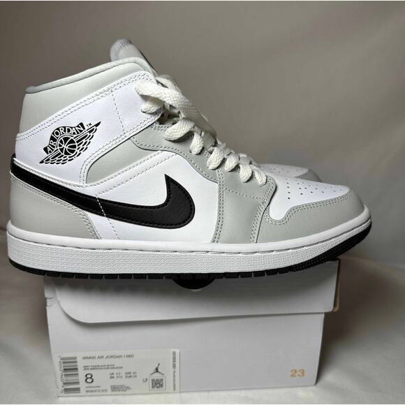 Size 8 - Wmns Air Jordan 1 Mid Grey Fog Women's Shoes - Picture 1 of 12